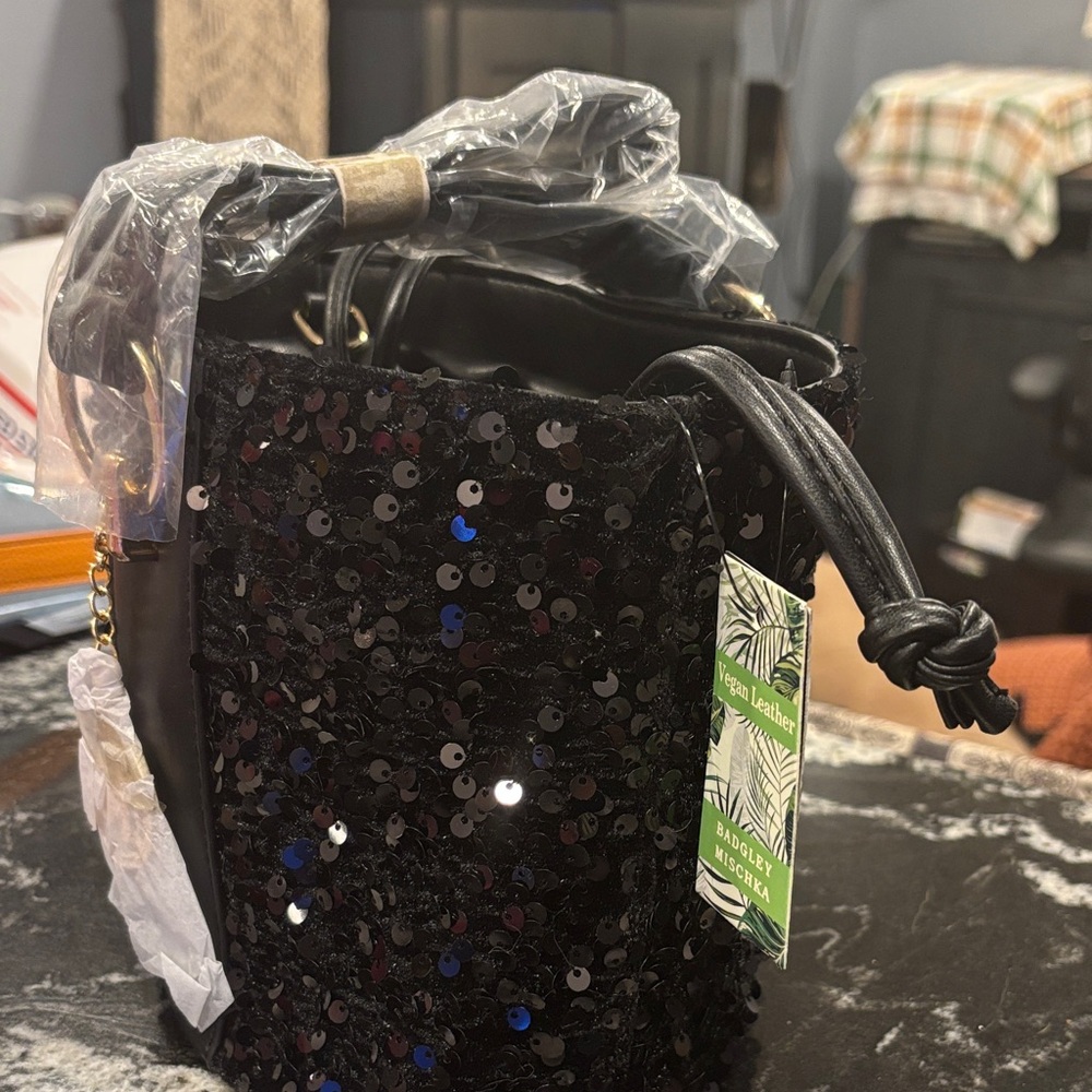 Elegant Black Sequin Mini Bag
